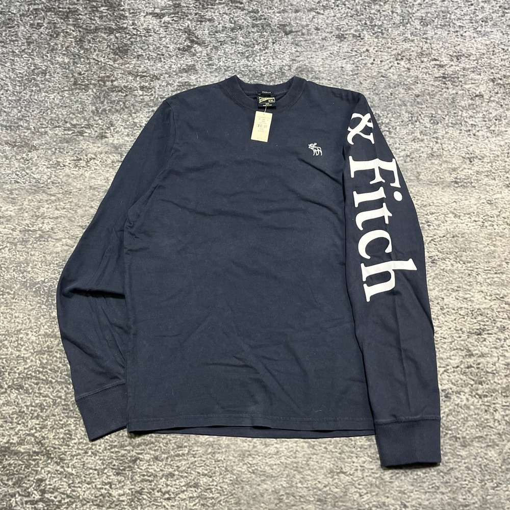 NWT Abercrombie and Fitch Muscle Long Sleeve Shirt Mens XXL Navy Blue Preppy Y2K